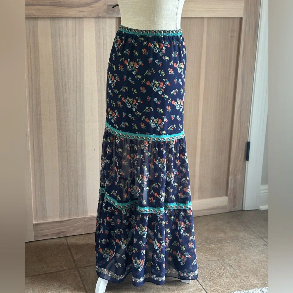Sophie Max Floral Tiered Maxi Skirt. Women’s Sz-S Cottagecore | Feminine. EUC